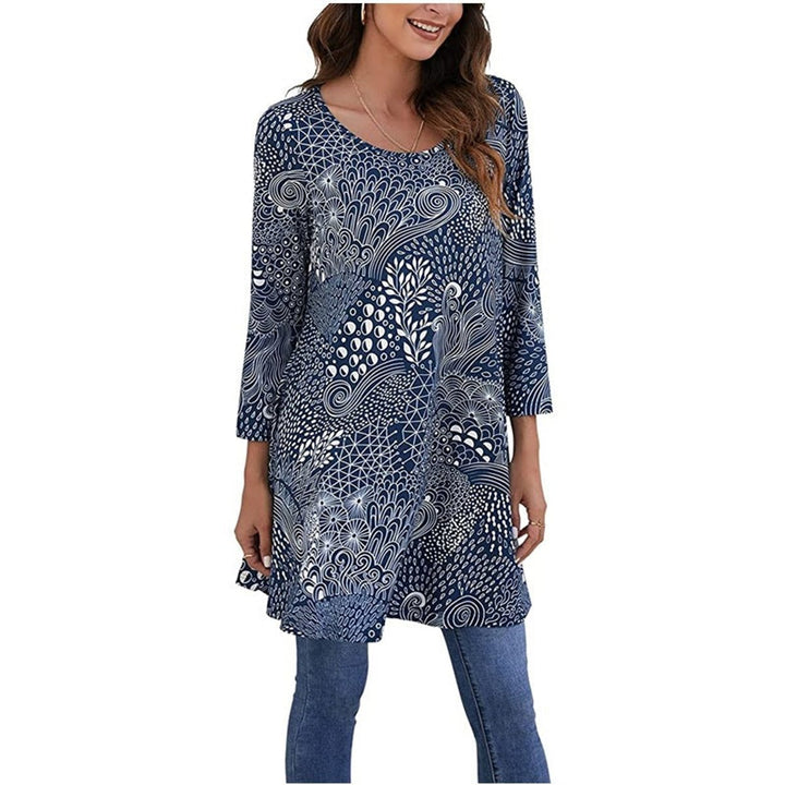Women's Boho Mandala-Print Swing Tunic Top - A12