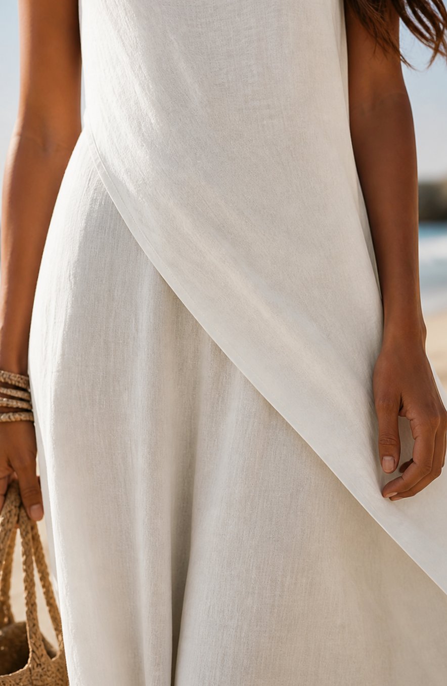 Women's Boho Sleeveless Crew-Neck Flowy Maxi Dress