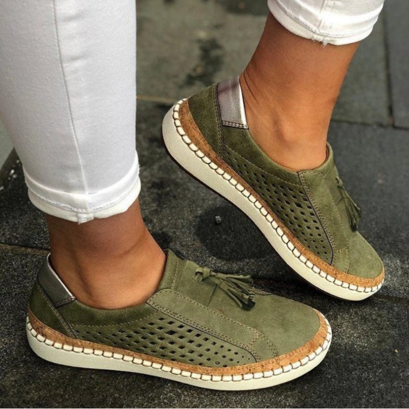 Women's Breathable Suede Slip-On Sneakers Arch Support Flat Loafers - Green (Almost sold out!)