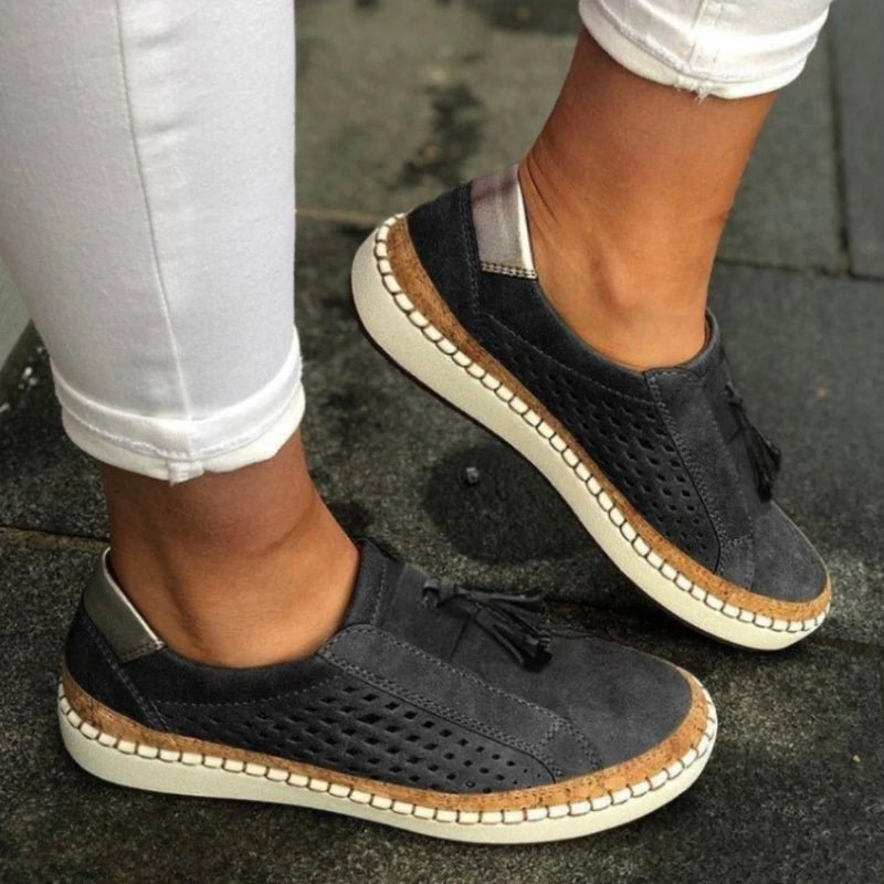 Women's Breathable Suede Slip-On Sneakers Arch Support Flat Loafers - Black (Almost sold out!)