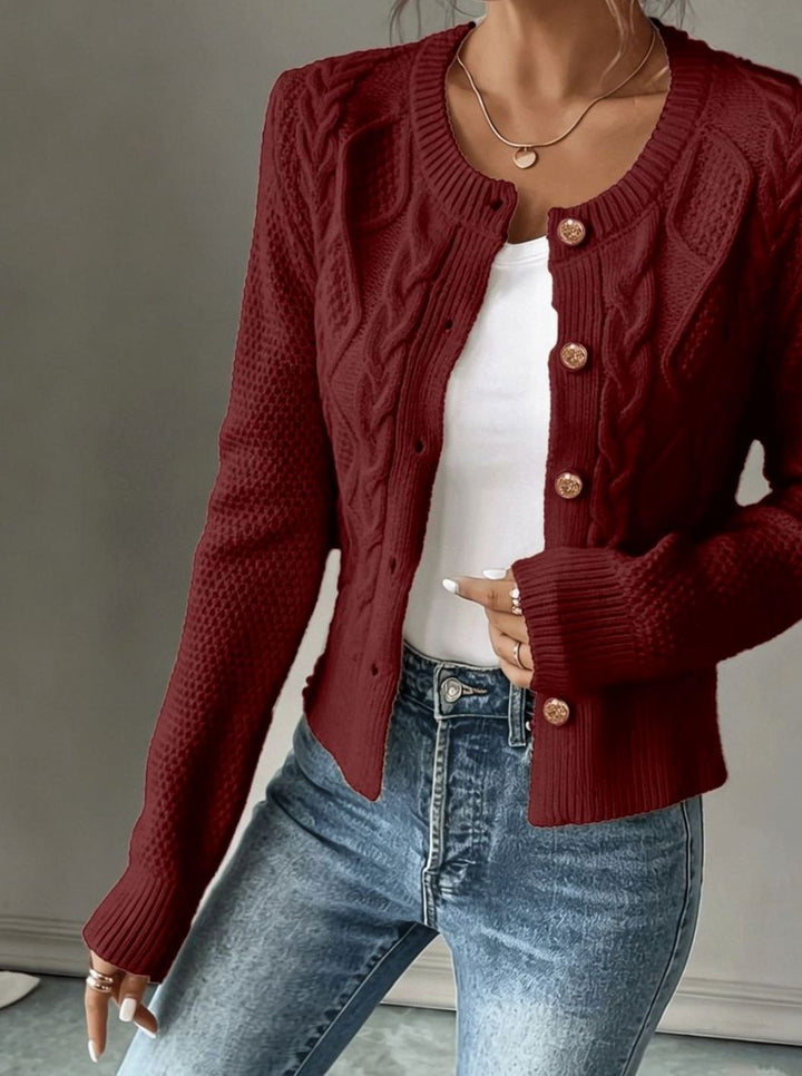 Women's Cable-Knit Button-Front Cropped Cardigan Sweater