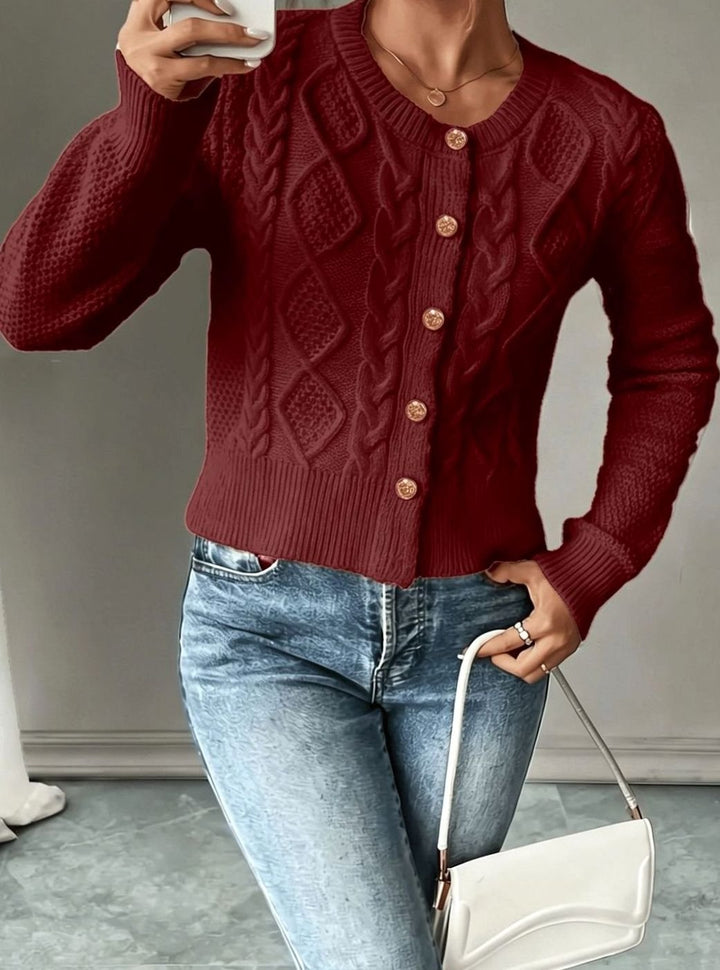 Women's Cable-Knit Button-Front Cropped Cardigan Sweater