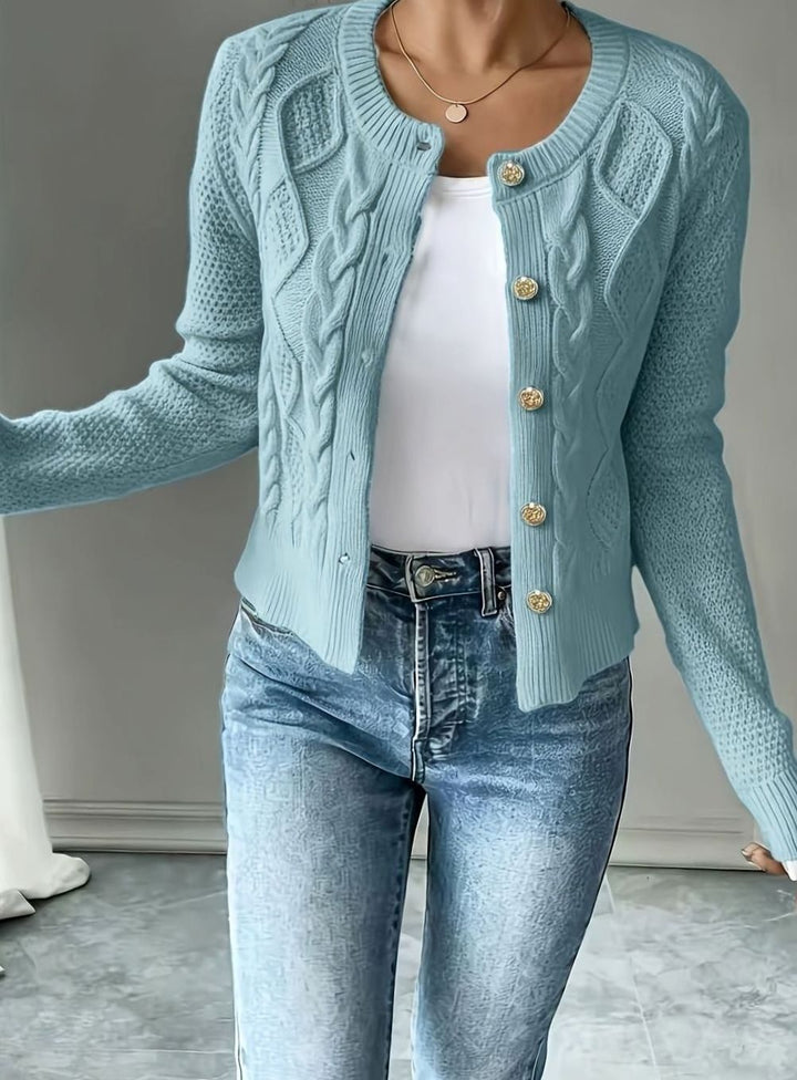 Women's Cable-Knit Button-Front Cropped Cardigan Sweater