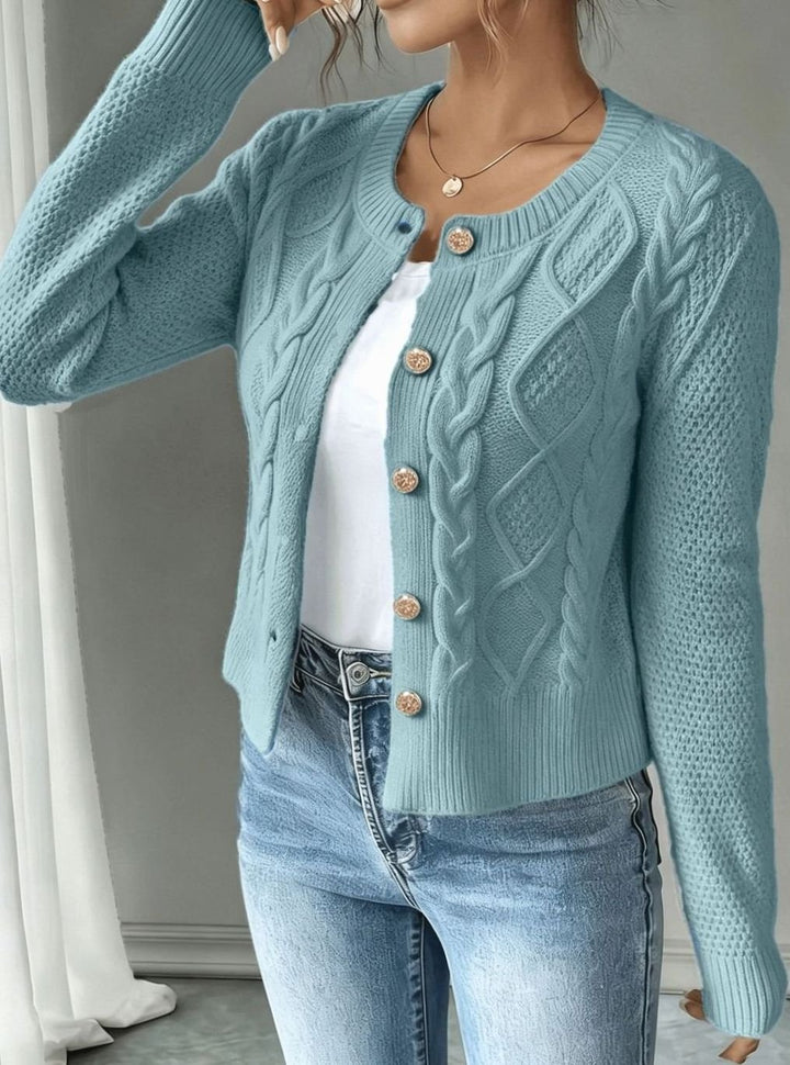Women's Cable-Knit Button-Front Cropped Cardigan Sweater
