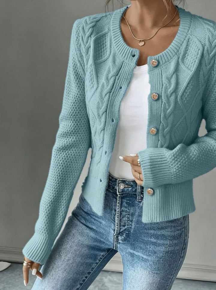 Women's Cable-Knit Button-Front Cropped Cardigan Sweater