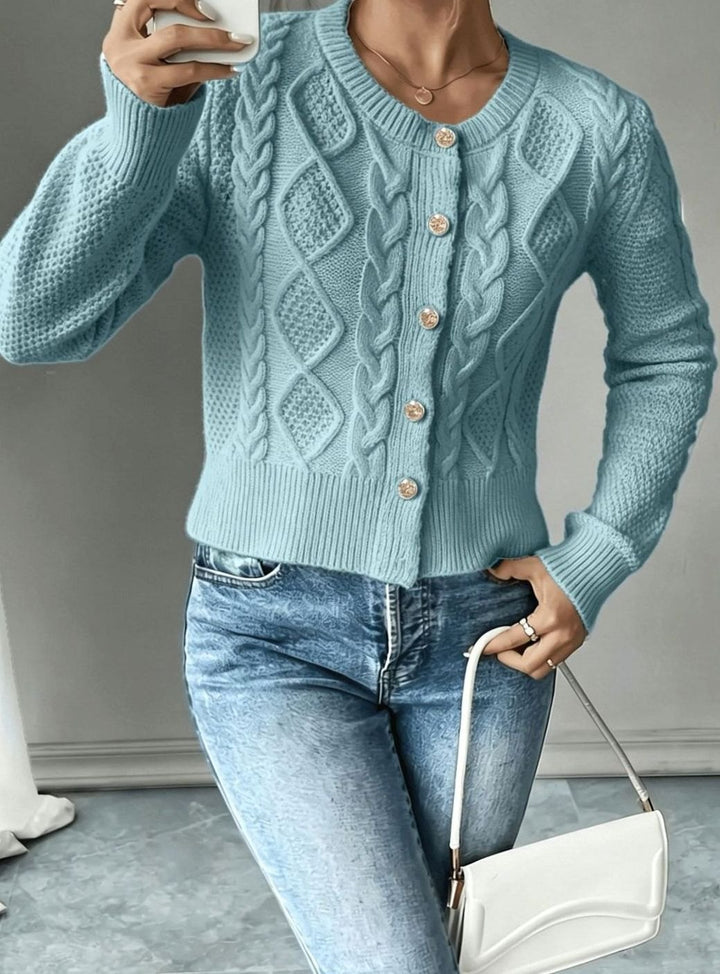 Women's Cable-Knit Button-Front Cropped Cardigan Sweater