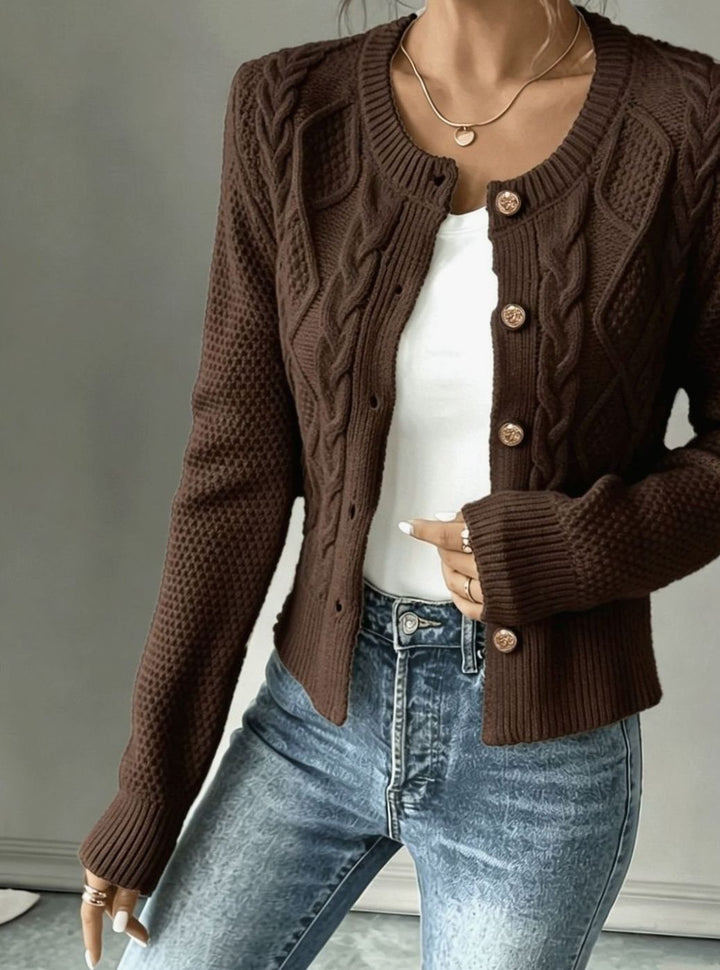 Women's Cable-Knit Button-Front Cropped Cardigan Sweater