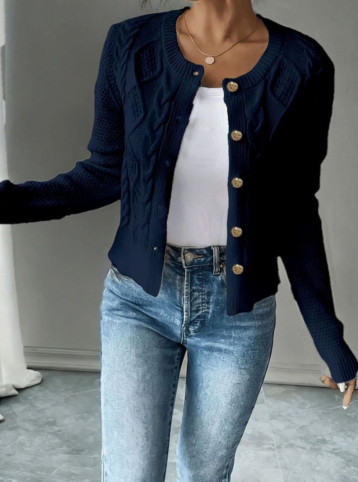 Women's Cable-Knit Button-Front Cropped Cardigan Sweater