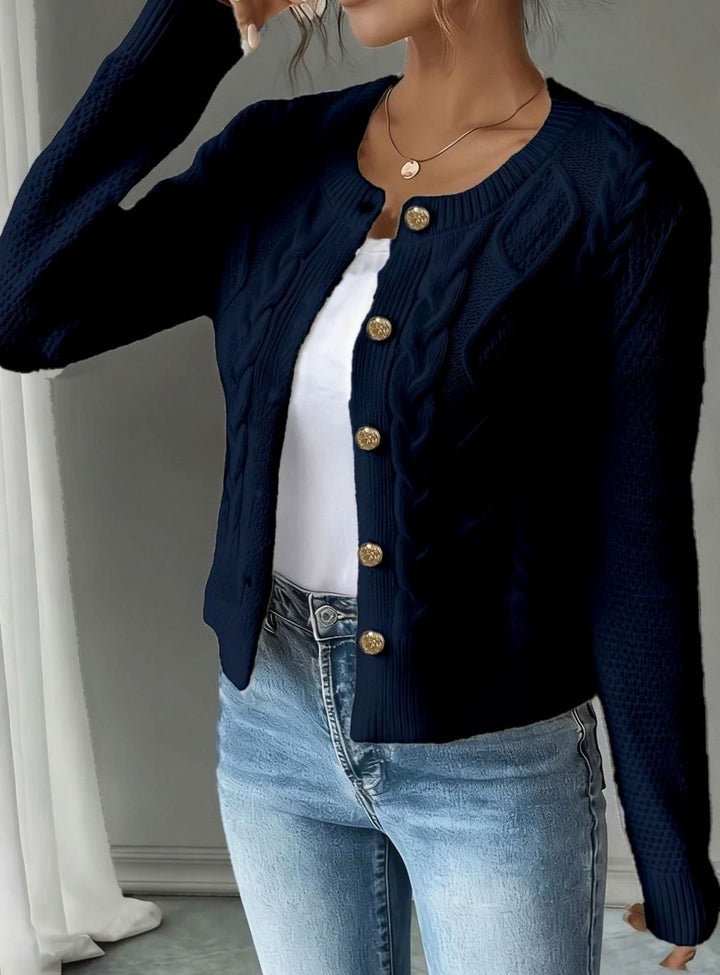 Women's Cable-Knit Button-Front Cropped Cardigan Sweater