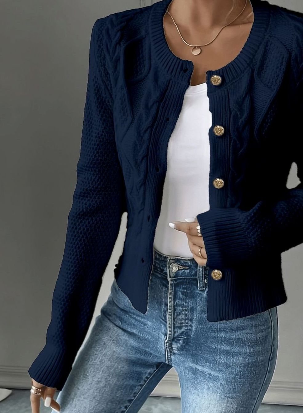 Women's Cable-Knit Button-Front Cropped Cardigan Sweater