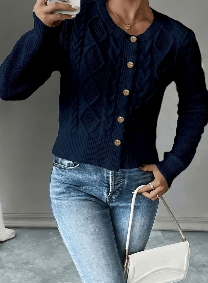 Women's Cable-Knit Button-Front Cropped Cardigan Sweater