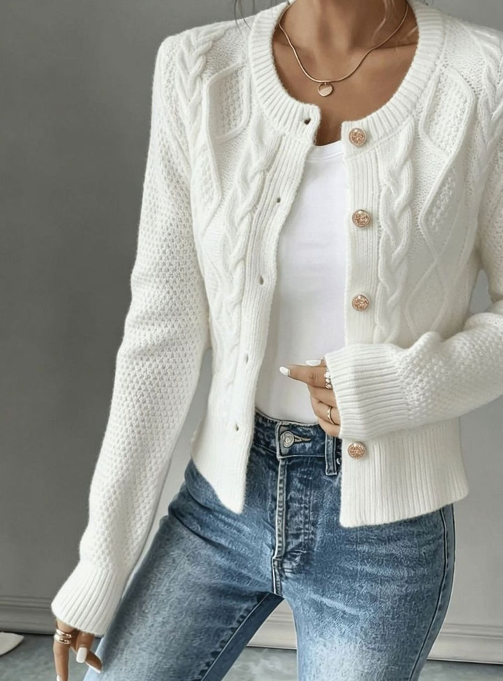 Women's Cable-Knit Button-Front Cropped Cardigan Sweater