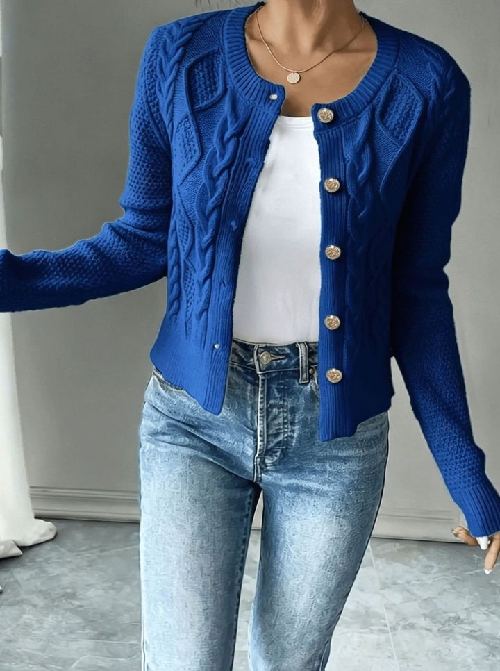 Women's Cable-Knit Button-Front Cropped Cardigan Sweater