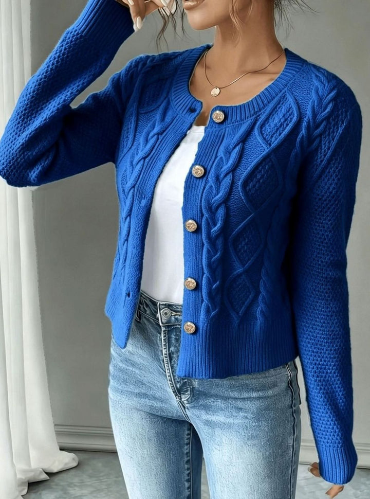 Women's Cable-Knit Button-Front Cropped Cardigan Sweater