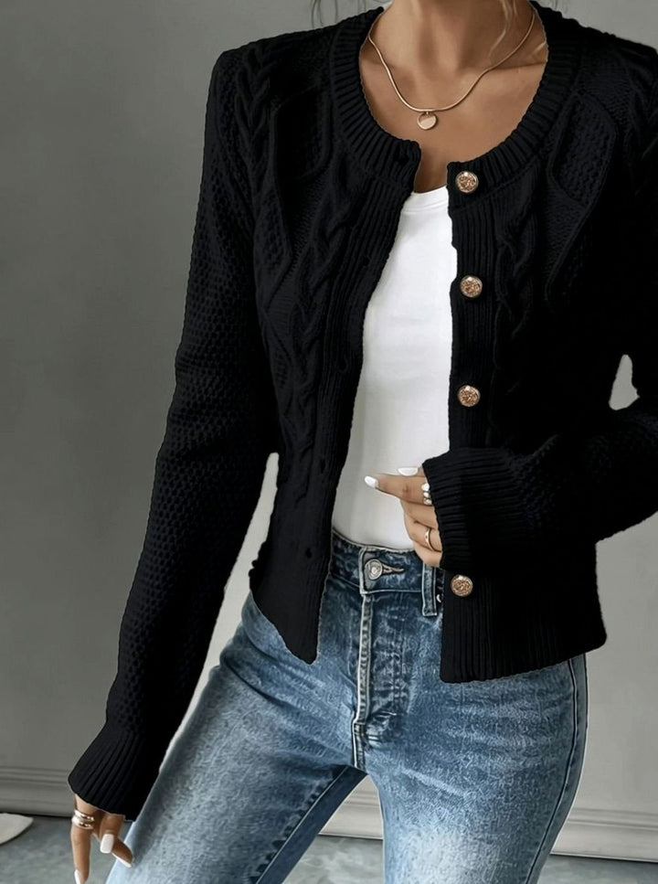 Women's Cable-Knit Button-Front Cropped Cardigan Sweater