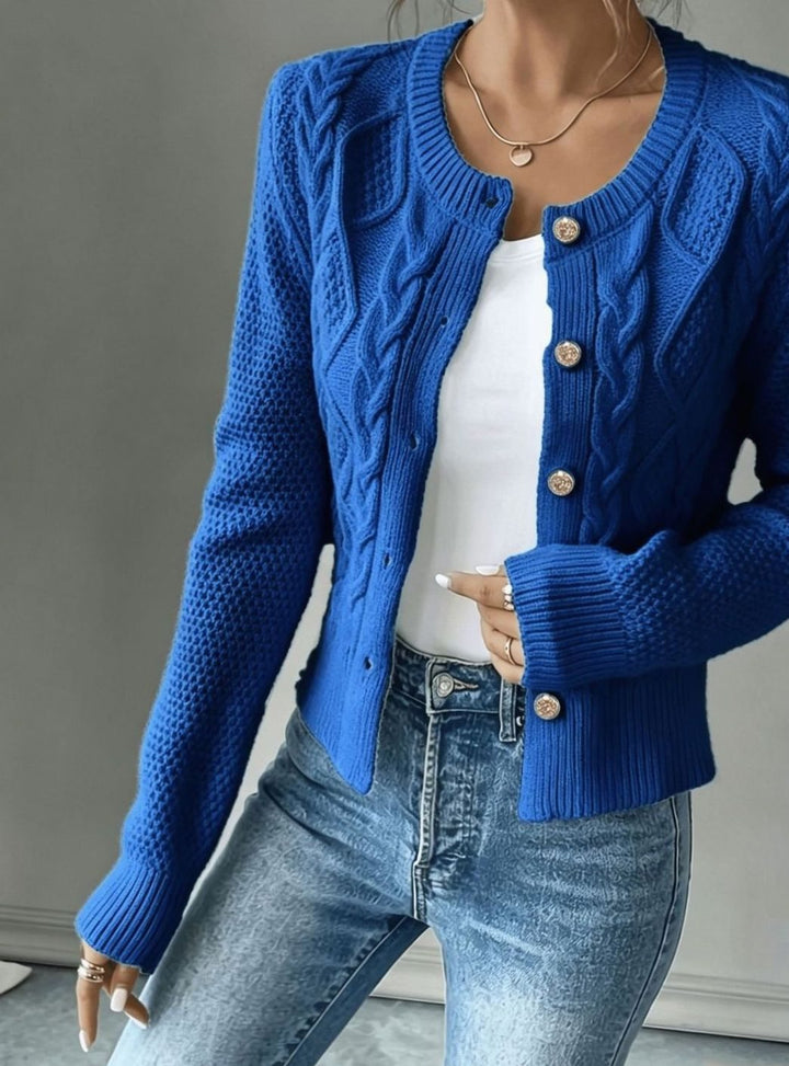 Women's Cable-Knit Button-Front Cropped Cardigan Sweater