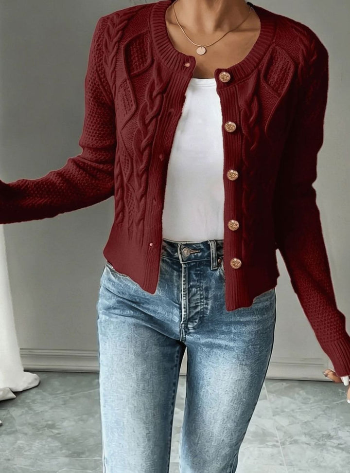 Women's Cable-Knit Button-Front Cropped Cardigan Sweater