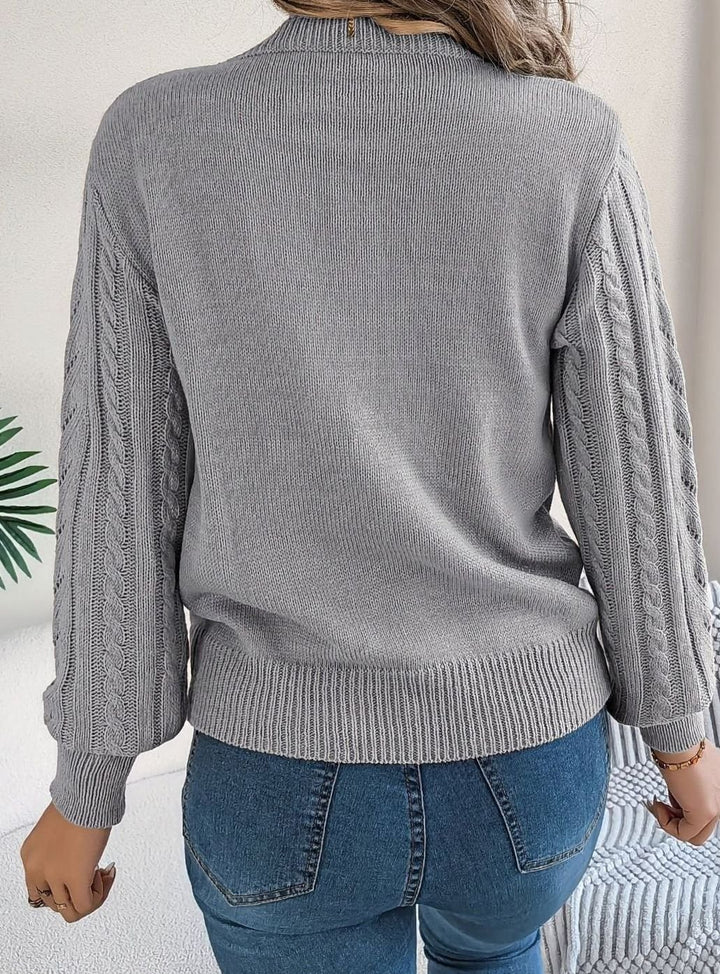 Women's Cable-Knit Openwork Crew-Neck Pullover Sweater
