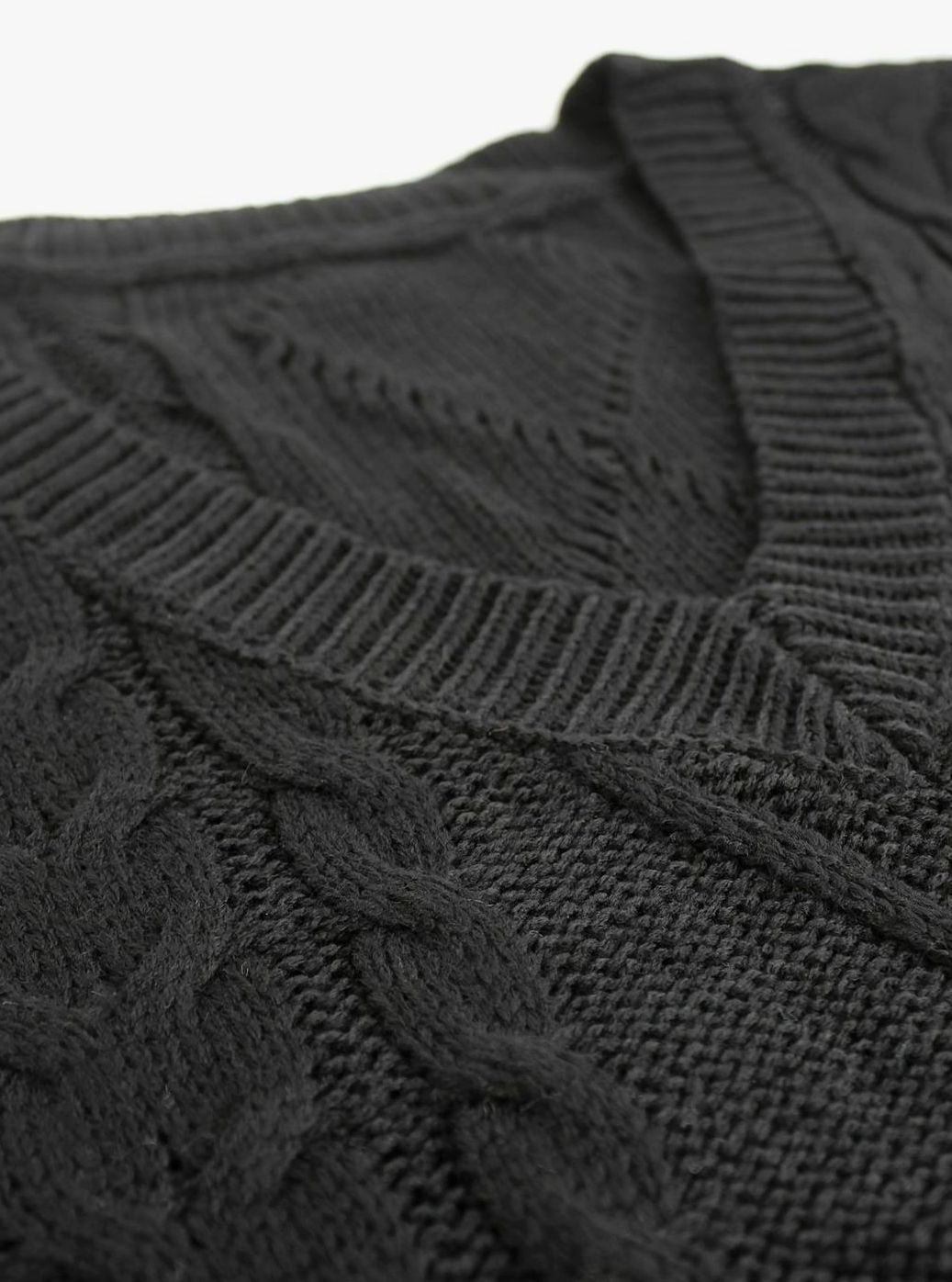 Women's Cable-Knit V-Neck Sweater Vest Relaxed Fit
