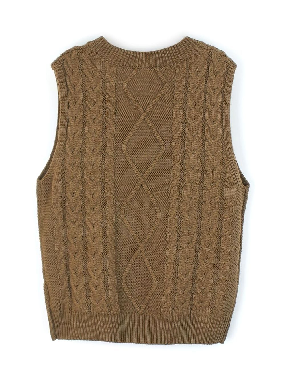 Women's Cable-Knit V-Neck Sweater Vest Relaxed Fit