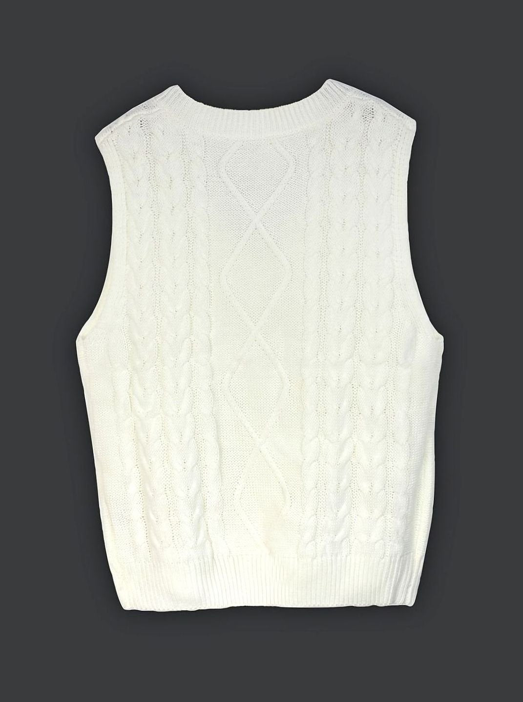 Women's Cable-Knit V-Neck Sweater Vest Relaxed Fit