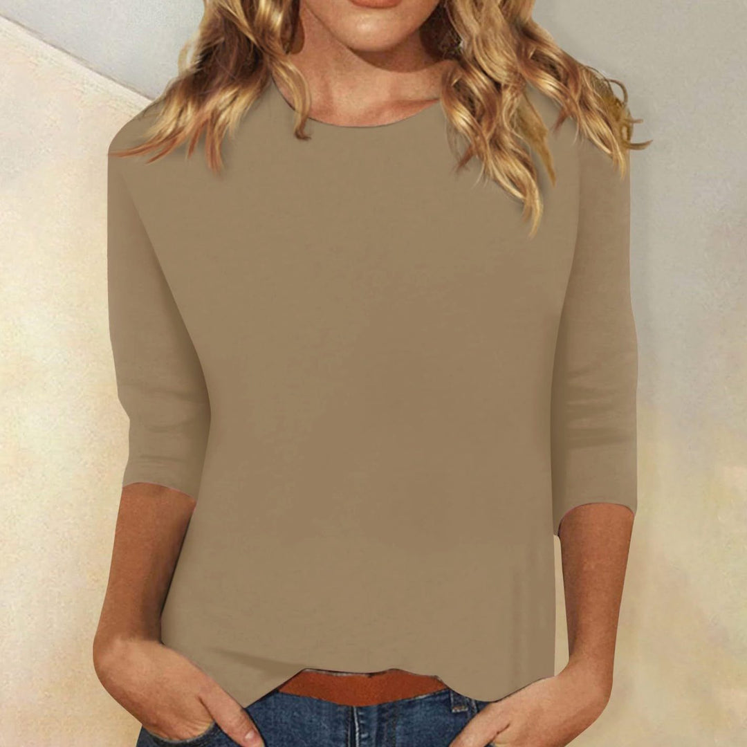 Women's Casual Crew-Neck 3/4 Sleeve Relaxed Top