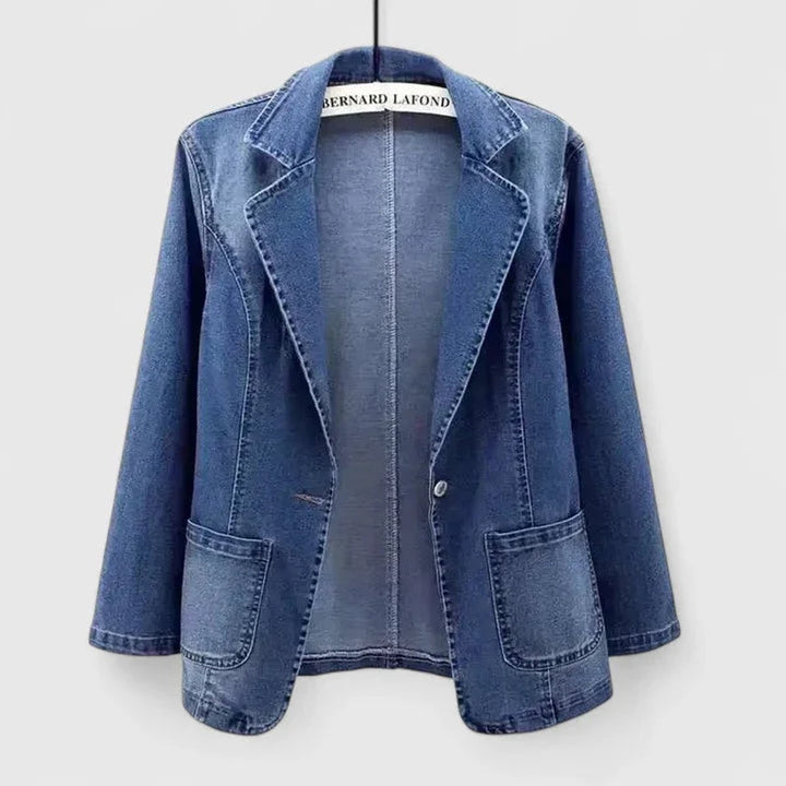 Women's Casual Denim Blazer Single-Button Jacket
