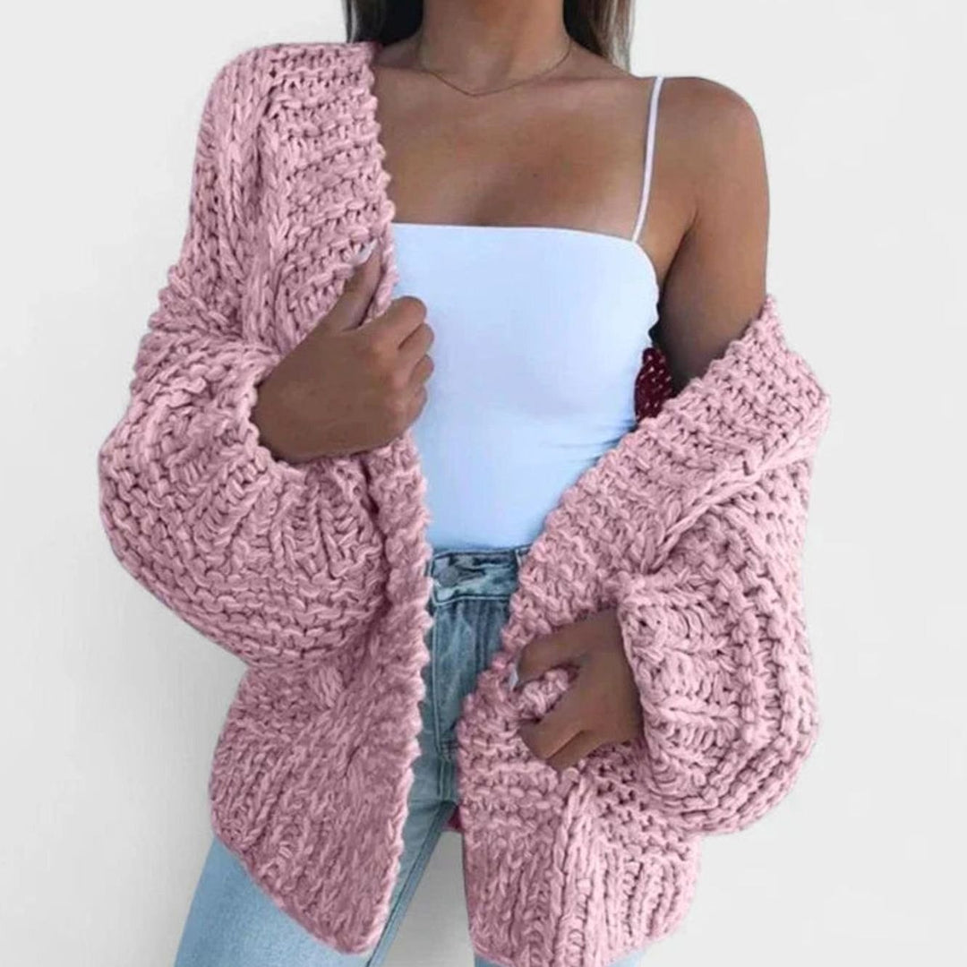 Women's Chunky Knit Open-Front Cardigan - Pink