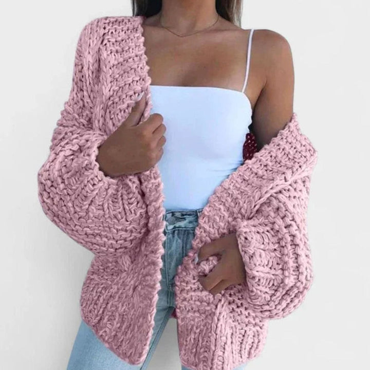 Women's Chunky Knit Open-Front Cardigan - Pink