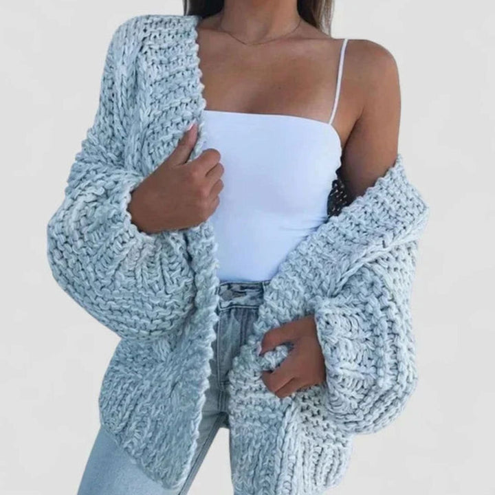 Women's Chunky Knit Open-Front Cardigan - Sky Blue