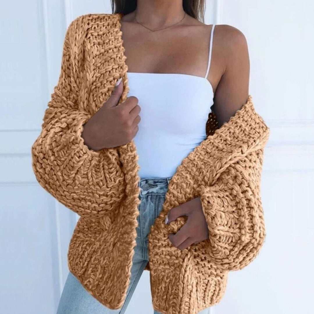 Women's Chunky Knit Open-Front Cardigan