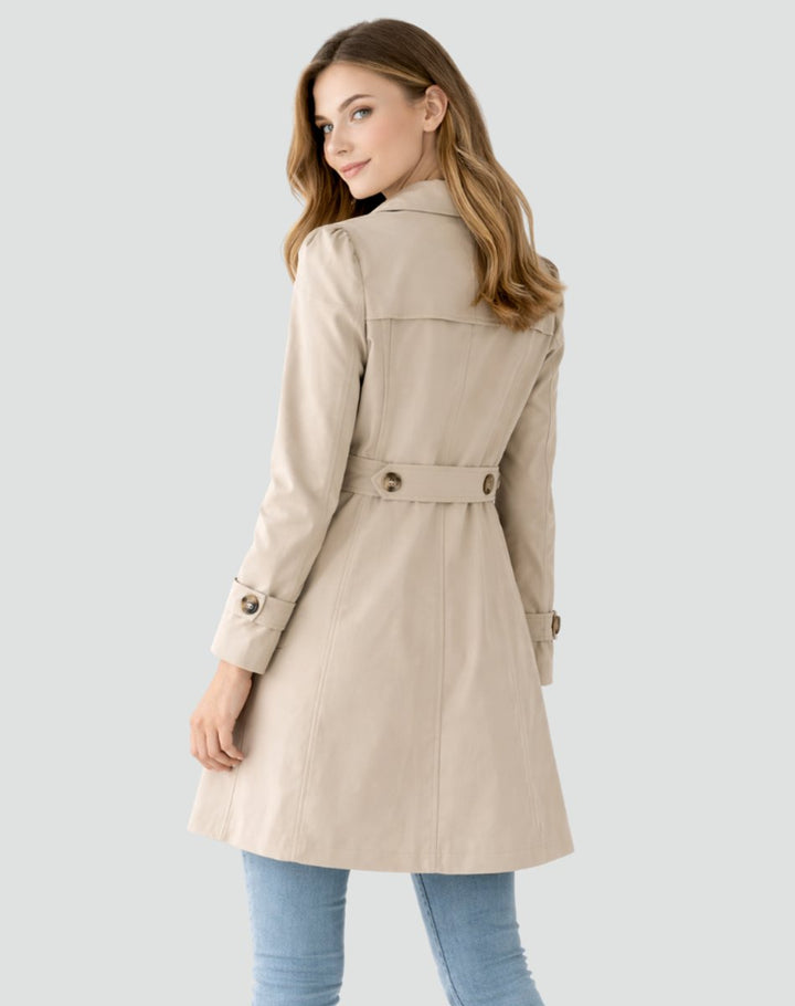 Women's Classic Tailored Mid-Length Trench Coat