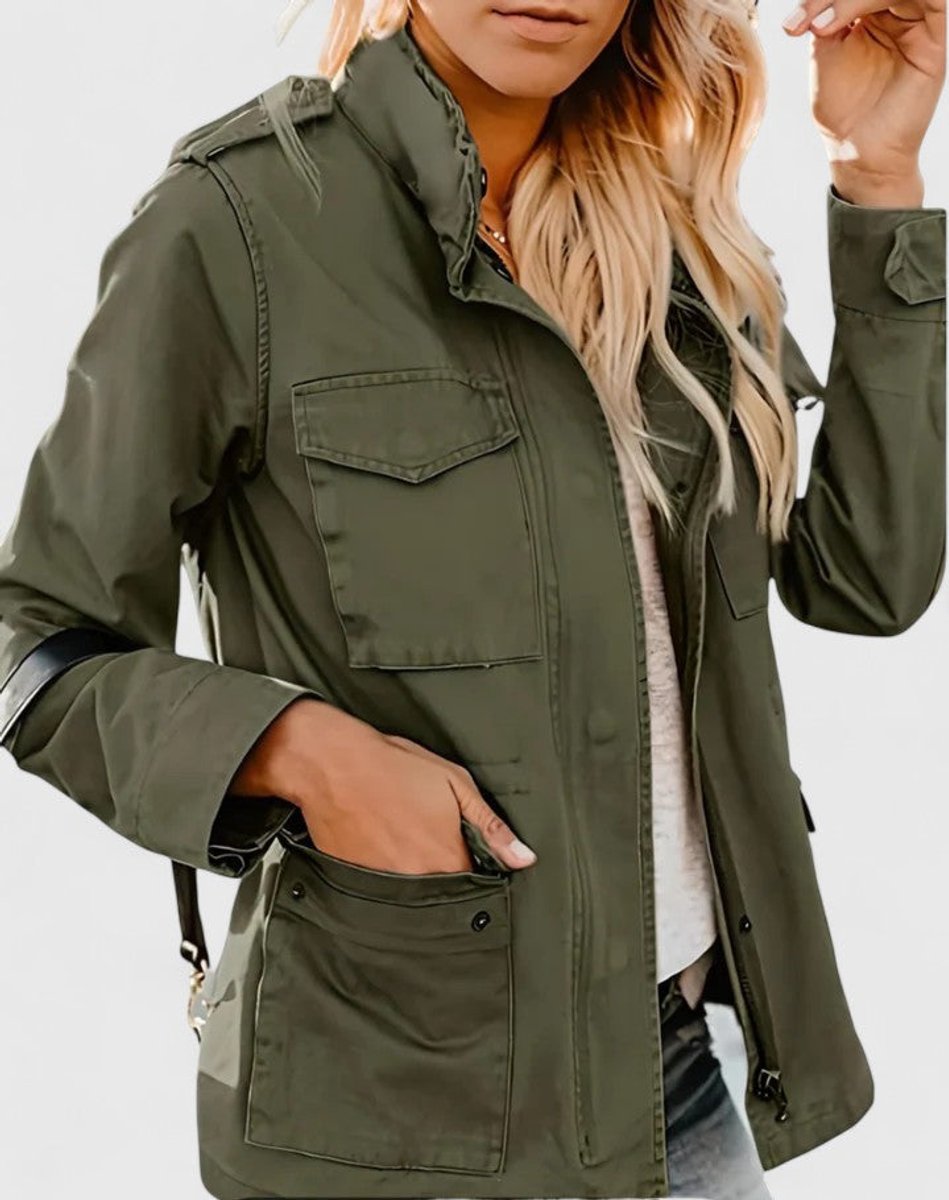 Women's Coat Lightweight Military-Style Zip-Up Utility Jacket