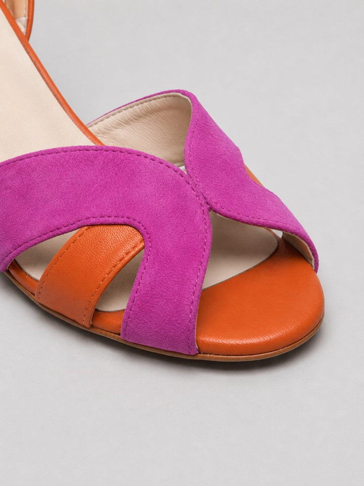 Women's Color Block Crossover Strap Cushioned Block Heel Sandals