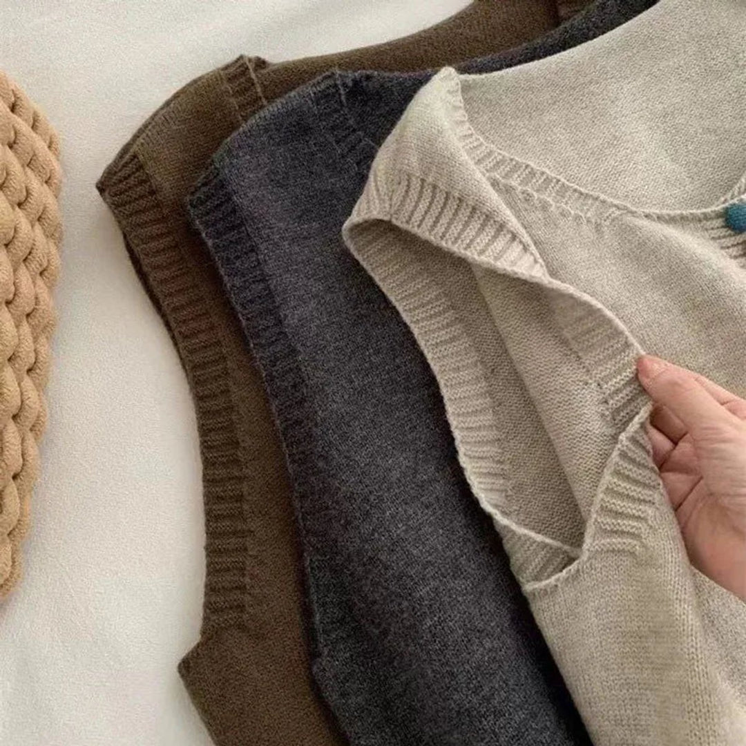 Women's Colorful Button Sleeveless Knit Sweater Vest