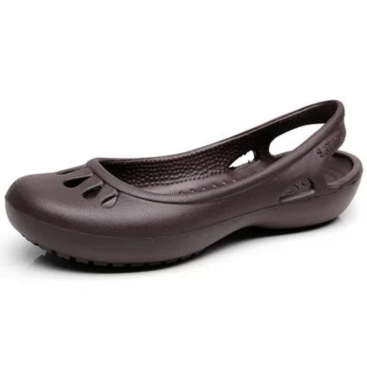 Women's Comfortable Sandals Lightweight Waterproof Jelly Flat Slingback - Coffee