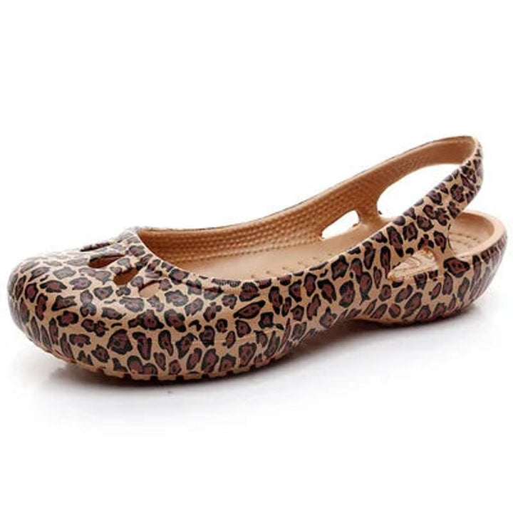 Women's Comfortable Sandals Lightweight Waterproof Jelly Flat Slingback - Leopard