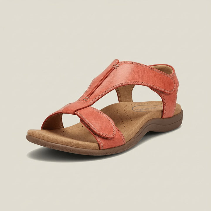 Women's Comfortable Sandals Open-Toe T-Strap Velcro Adjustable - Zonsondergang oranje