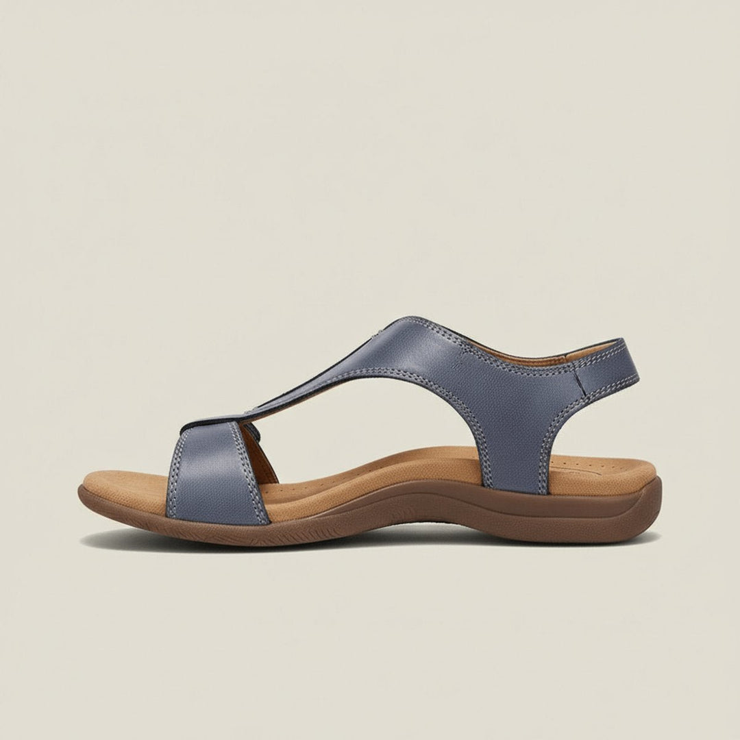 Women's Comfortable Sandals Open-Toe T-Strap Velcro Adjustable