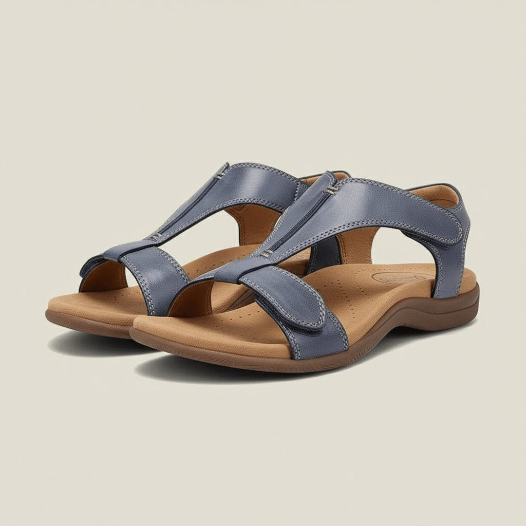 Women's Comfortable Sandals Open-Toe T-Strap Velcro Adjustable