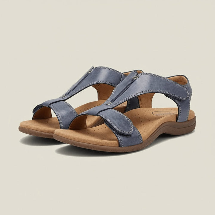 Women's Comfortable Sandals Open-Toe T-Strap Velcro Adjustable