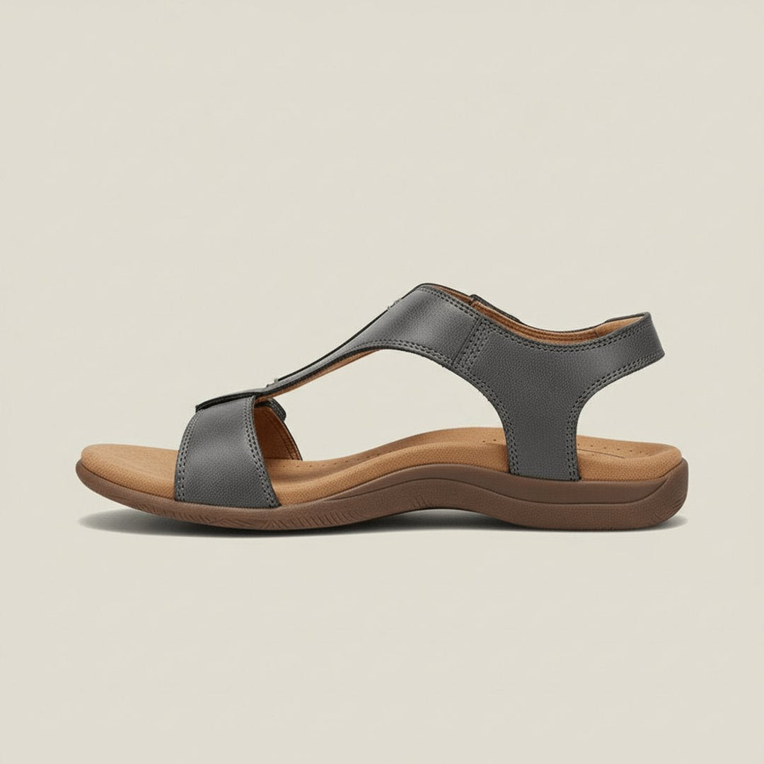 Women's Comfortable Sandals Open-Toe T-Strap Velcro Adjustable