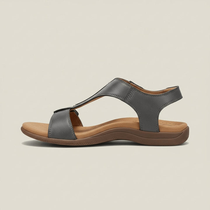 Women's Comfortable Sandals Open-Toe T-Strap Velcro Adjustable