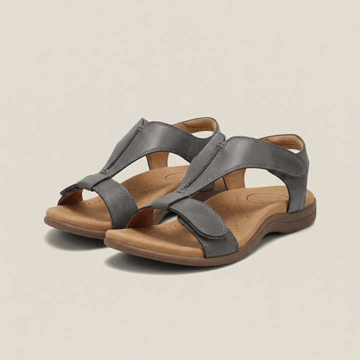 Women's Comfortable Sandals Open-Toe T-Strap Velcro Adjustable