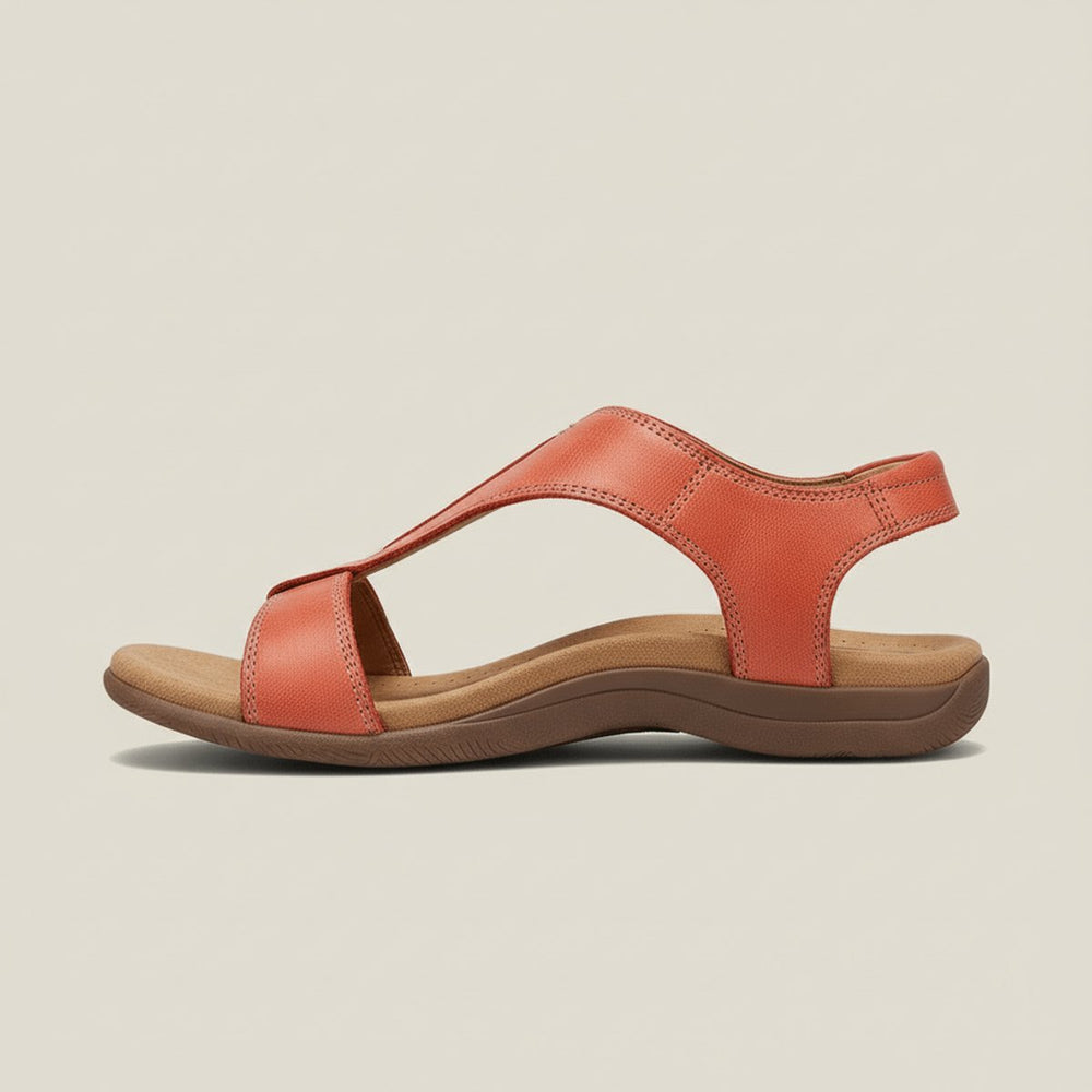 Women's Comfortable Sandals Open-Toe T-Strap Velcro Adjustable