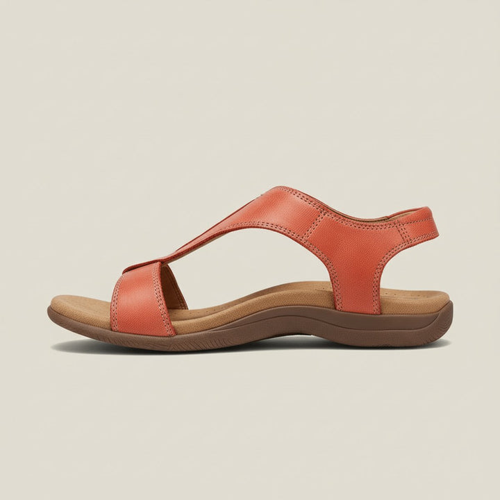 Women's Comfortable Sandals Open-Toe T-Strap Velcro Adjustable