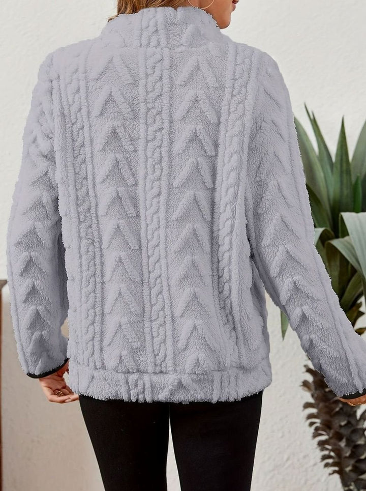 Women's Cozy Fleece Half-Zip Pullover Sweater Kangaroo Pocket