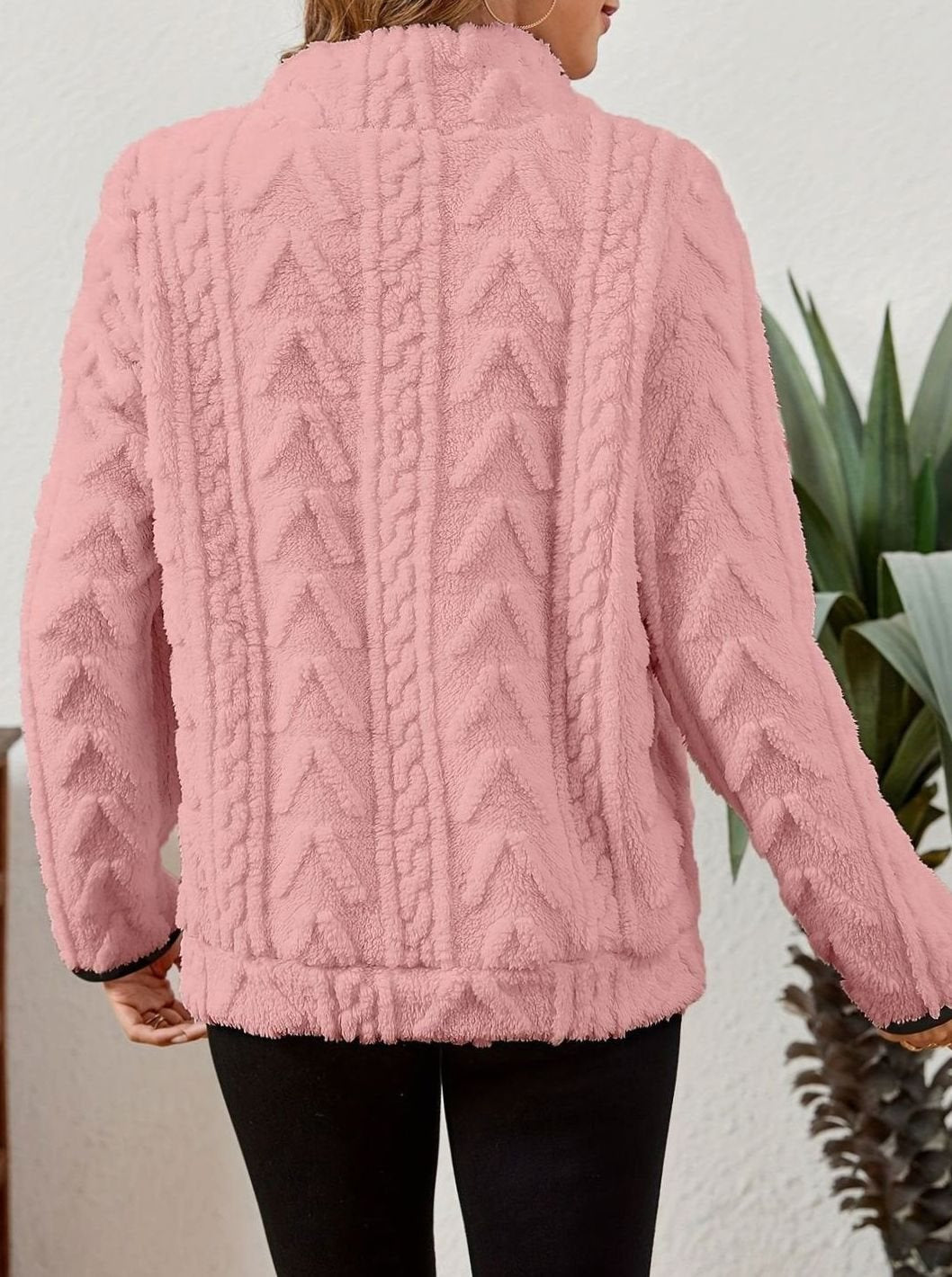Women's Cozy Fleece Half-Zip Pullover Sweater Kangaroo Pocket