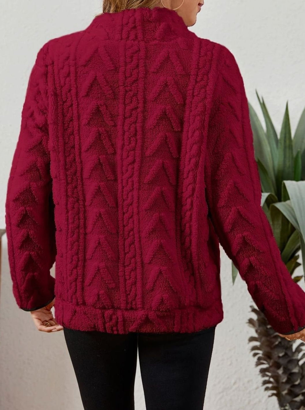 Women's Cozy Fleece Half-Zip Pullover Sweater Kangaroo Pocket