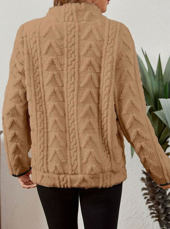 Women's Cozy Fleece Half-Zip Pullover Sweater Kangaroo Pocket